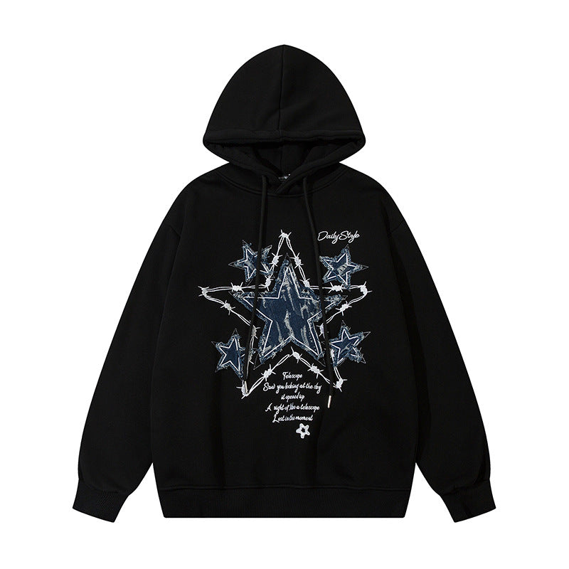 Velvet Padded Hooded Sweatshirt Loose Design