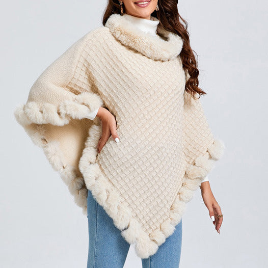 Rex Rabbit Fur Collar Shawl Cape Luxury Fur