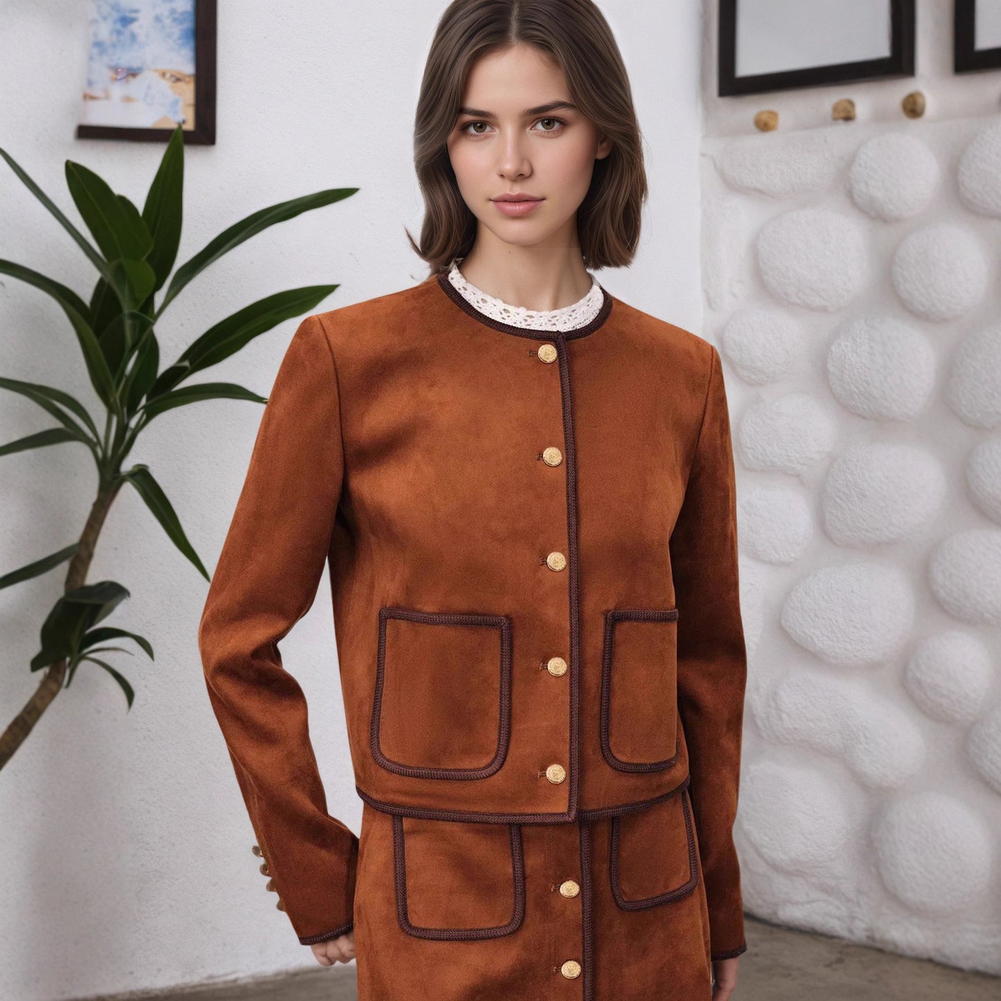 Long-sleeve Trim Design Short Minimalist High-end Coat