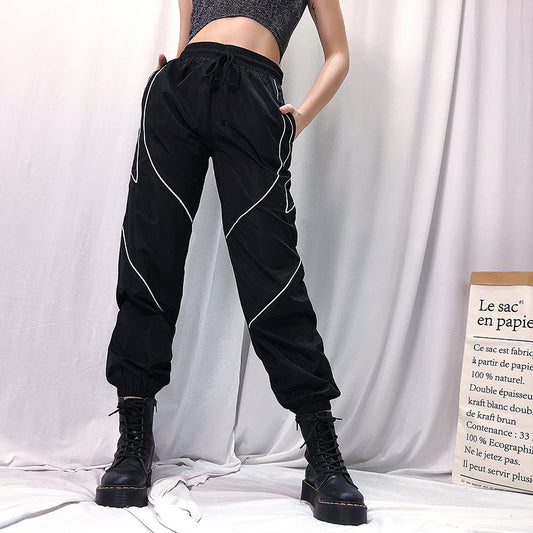 Fashion Reflective Strip Drawstring Sweatpants