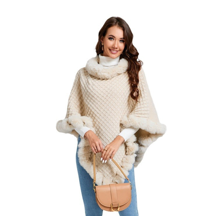 Rex Rabbit Fur Collar Shawl Cape Luxury Fur
