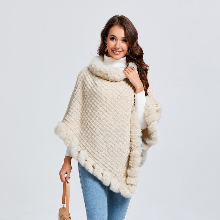 Rex Rabbit Fur Collar Shawl Cape Luxury Fur